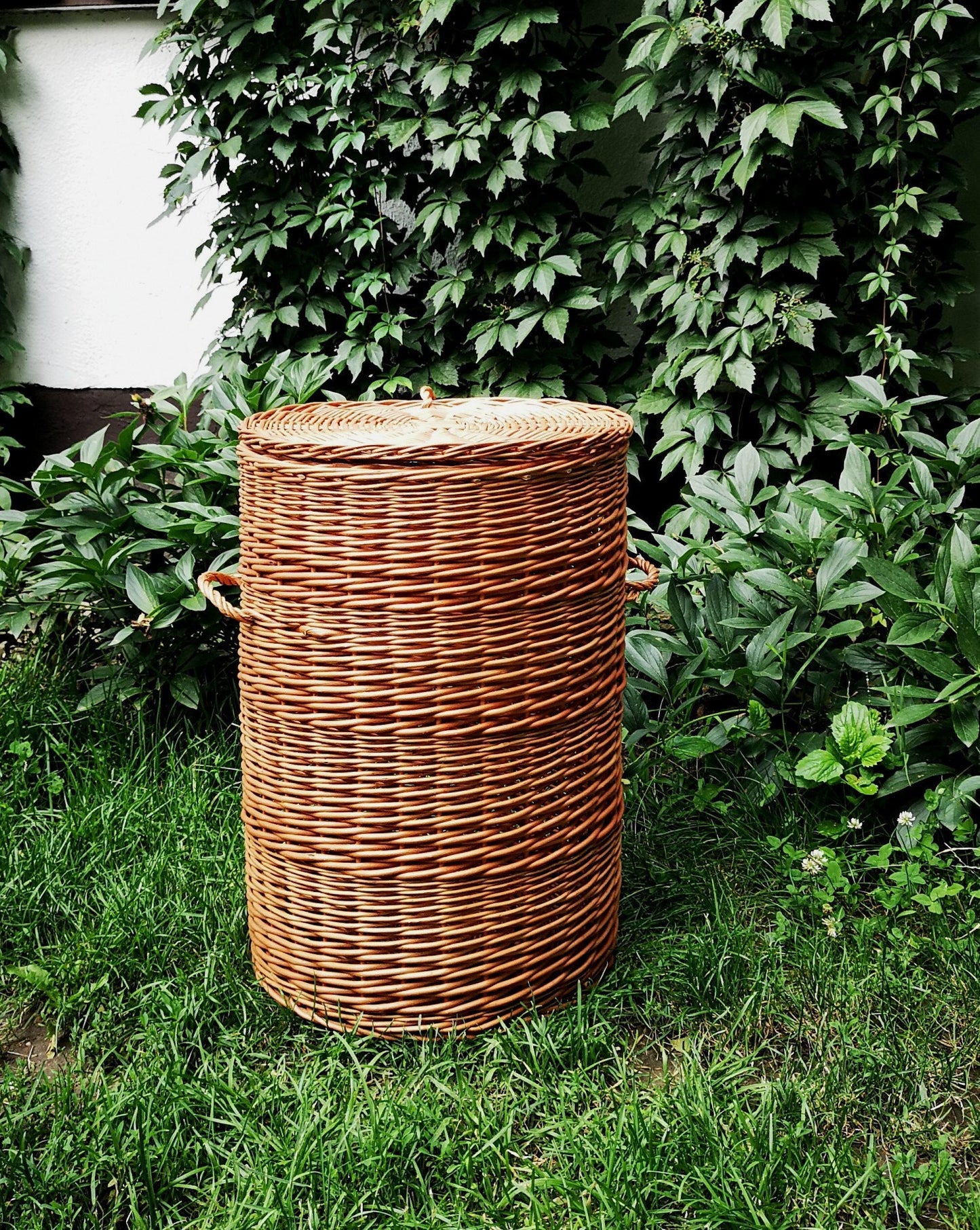 Large Wicker Laundry Basket, Round Storage Basket with Lid, Round Hamper, Laundry Basket with Lid Wicker Laundry Hamper Round Basket Laundry